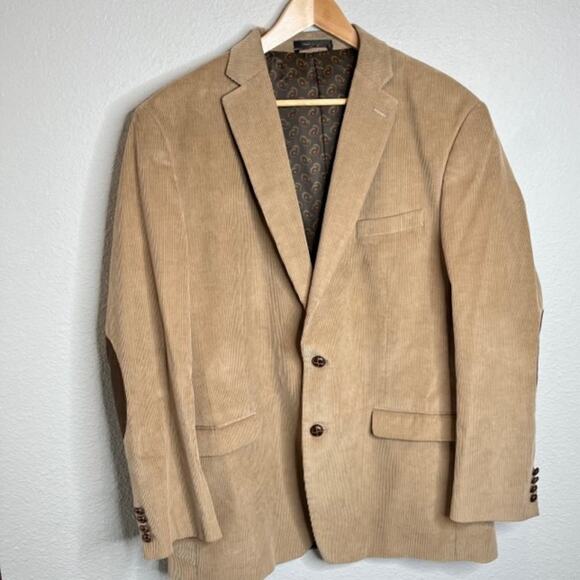 Chaps Men's 46L Camel Corduroy Blazer 100% Cotton Sportscoat Jacket - Picture 3 of 15